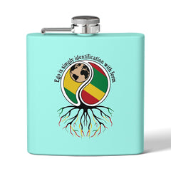 6oz Stainless Steel Flask — Rasta Yin Yang Roots Design “Ego is simply identification with form”