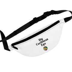 Big Caribbean Ego Fanny Pack — White Waist Bag with Rastafarian Emblem