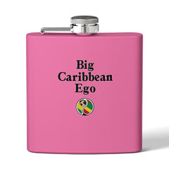 Big Caribbean Ego 6oz Stainless Steel Flask — Compact Travel Hip Flask with Island Pride Design