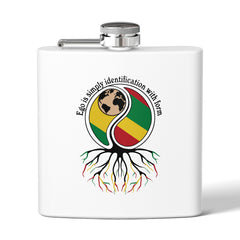 6oz Stainless Steel Flask — Rasta Yin Yang Roots Design “Ego is simply identification with form”