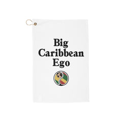 Golf Towel — "Big Caribbean Ego" Novelty Golf Towel with Island Flag Emblem