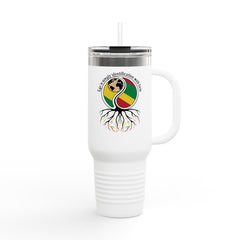 40oz Insulated Travel Mug — African Roots Logo with 'Know Your Identity' Design