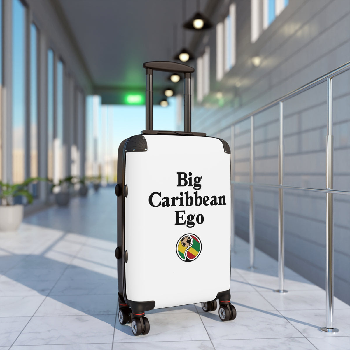Suitcase — "Big Caribbean Ego" Carry-On Luggage with Tropical Badge