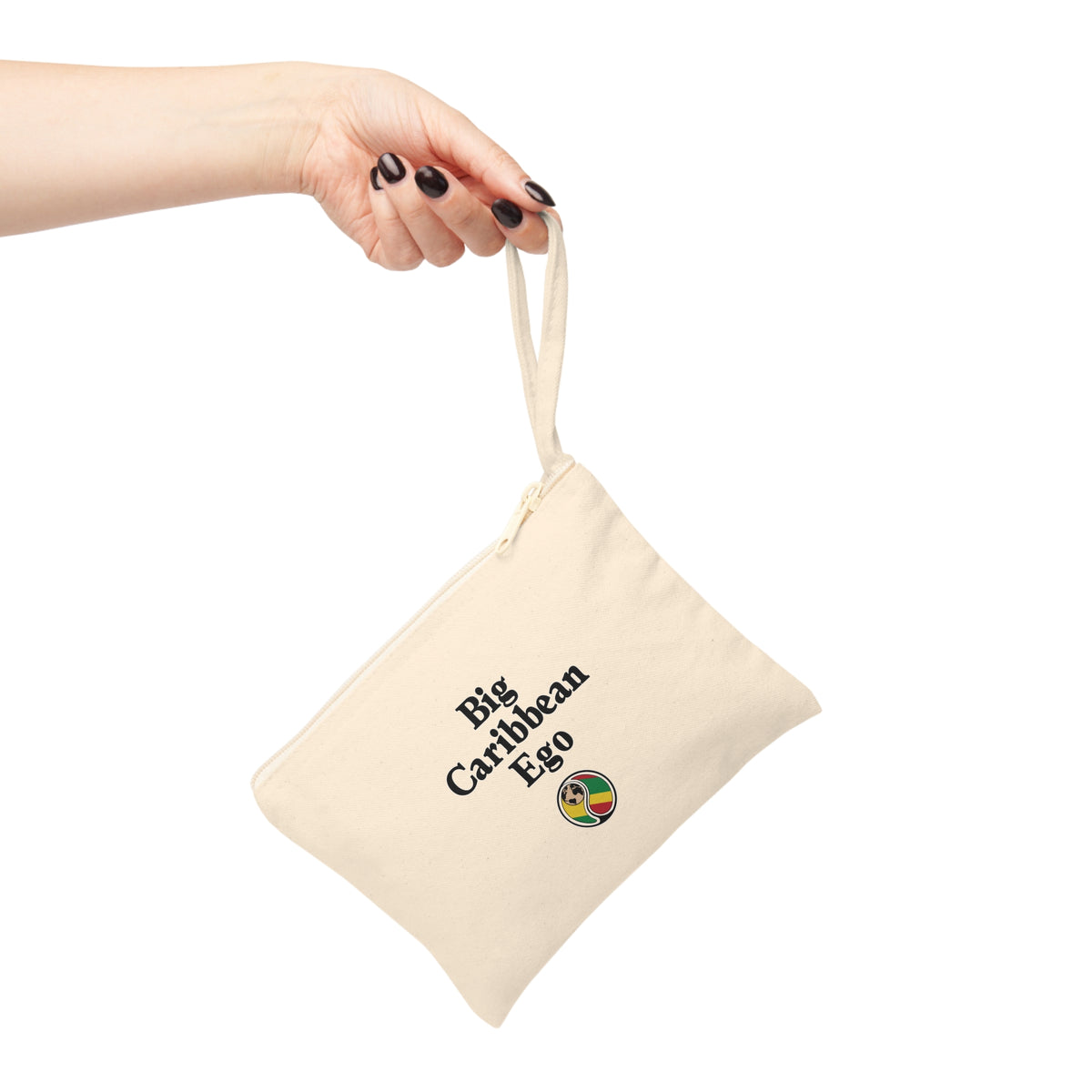 Big Caribbean Ego Canvas Zipper Pouch — Tropical Flag Emblem Accessory Bag