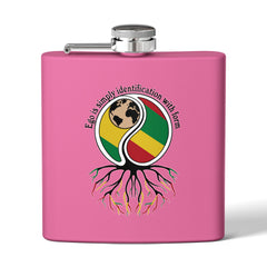 6oz Stainless Steel Flask — Rasta Yin Yang Roots Design “Ego is simply identification with form”