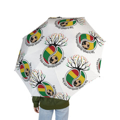 Rastafari Tree of Life Foldable Umbrella — Semi-Automatic Rain Umbrella with Reggae Flag Design